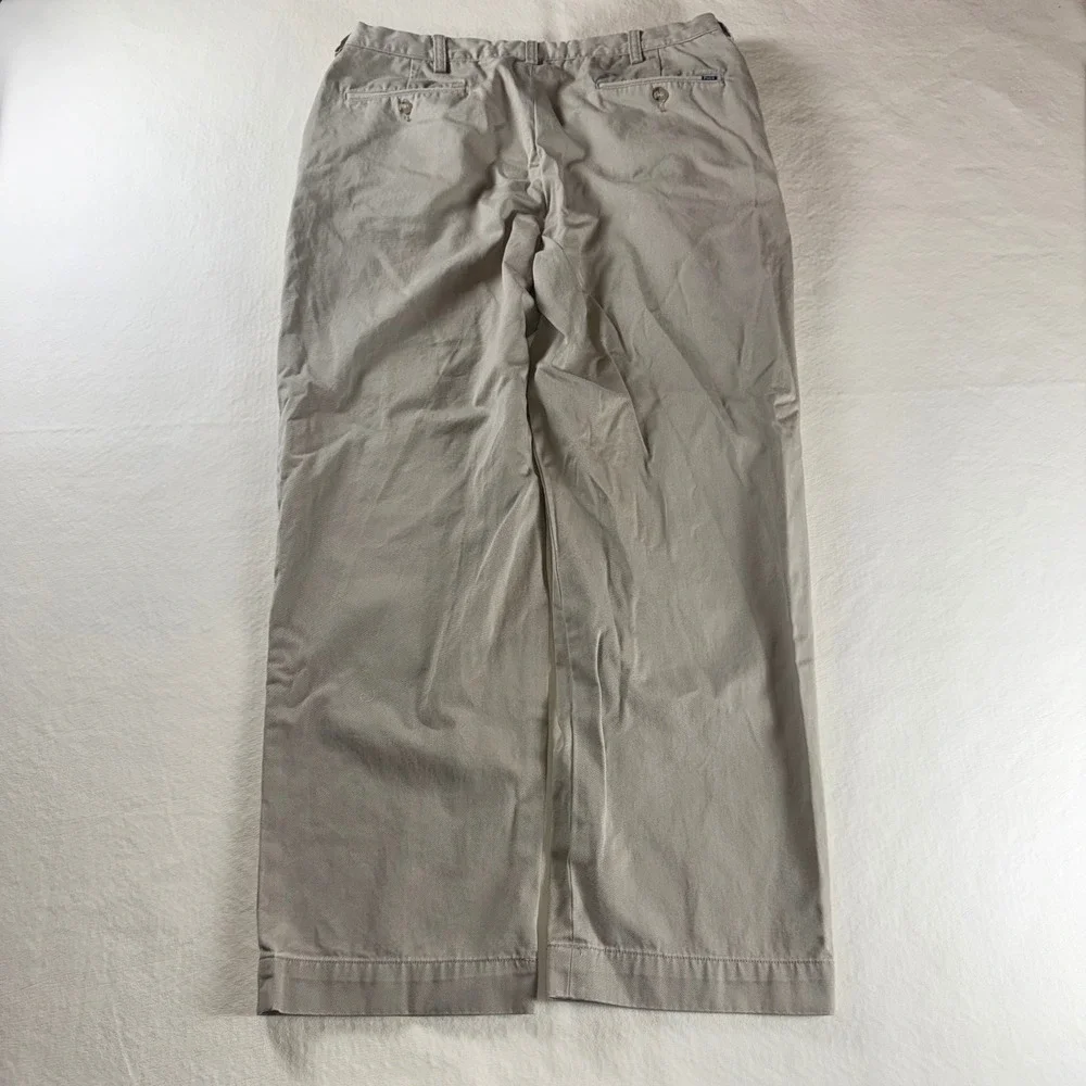 Polo Ralph Lauren Ethan Pant Mens 34x30 Khaki Tan Pleated Chino Trousers Cotton